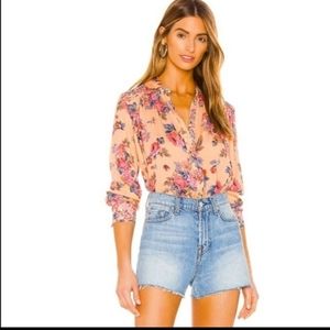 FREE PEOPLE Hold On To Me coral combo blouse medium
